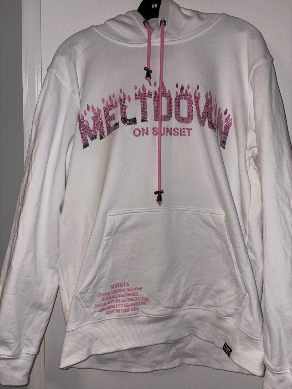 White & Pink 'Meltdown on Sunset' Graphic Hoodie - Casual Pullover